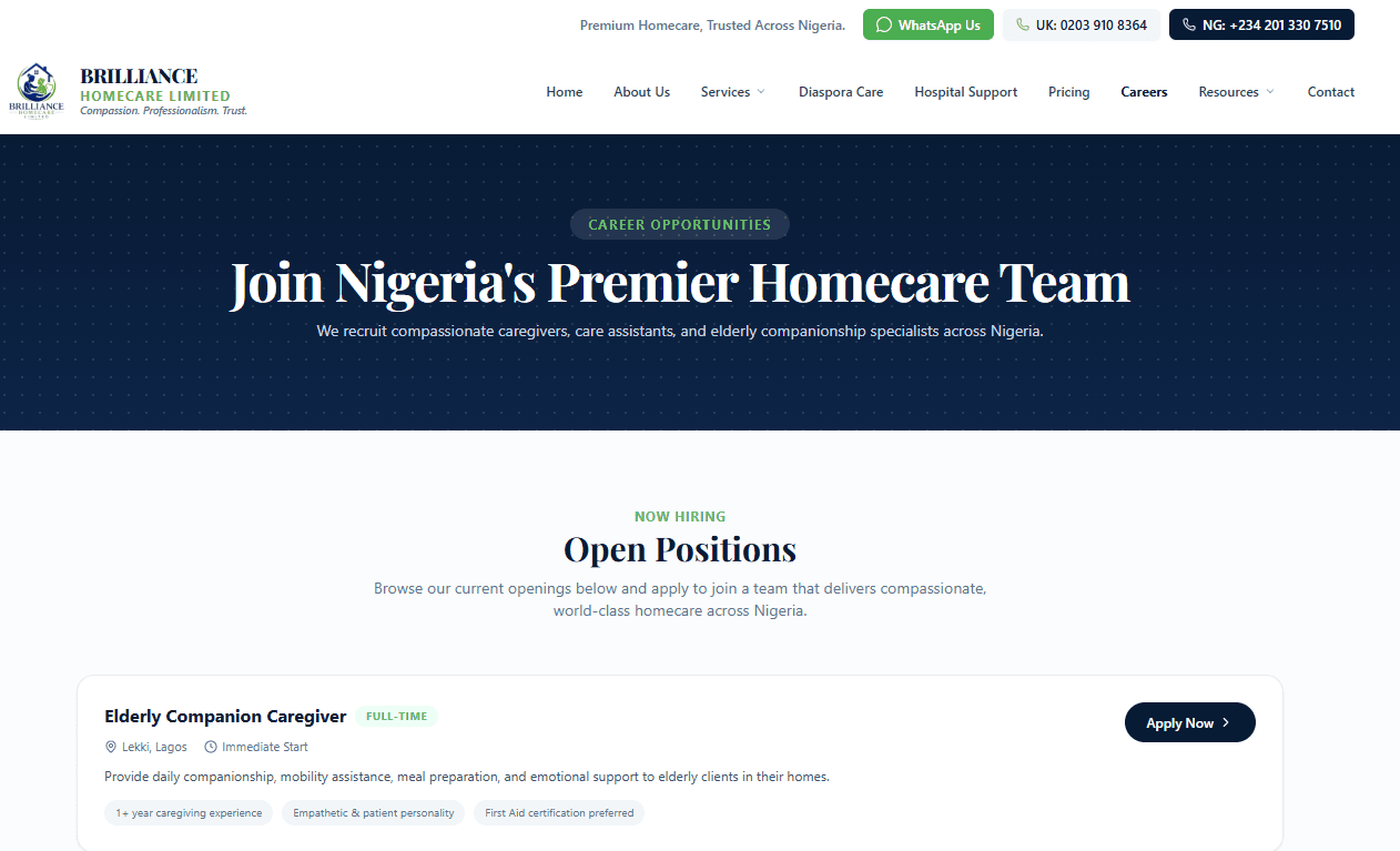 Brilliance Homecare Limited screenshot 1